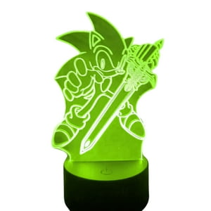 Lelumania - Lampara Ilusion 3D Sonic Espada De 7 Colores, Base Touch