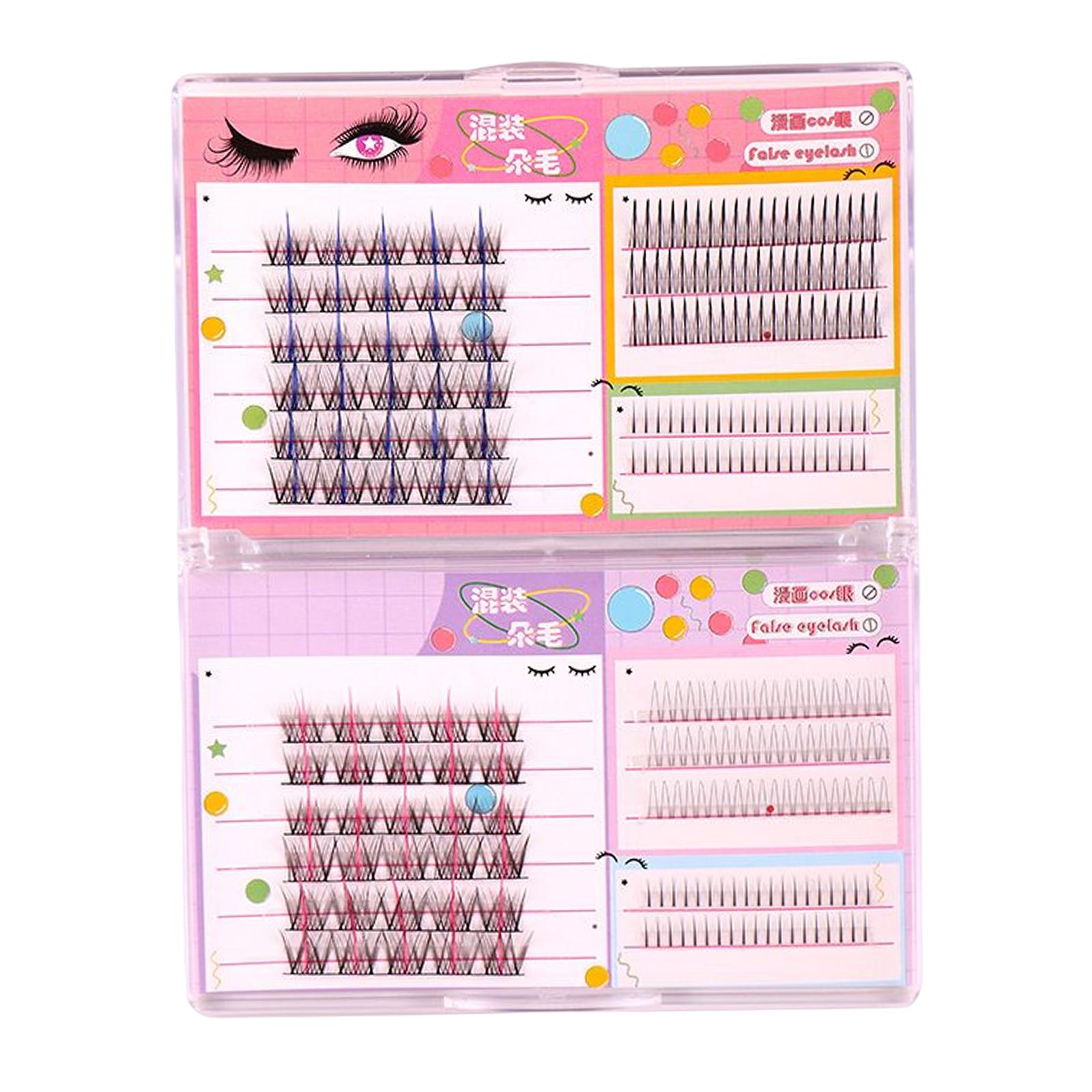 Ioensy - Manga Individual Lashes Diy 3D Effect Wispy Para Prom Wedding Photography Blue Pink