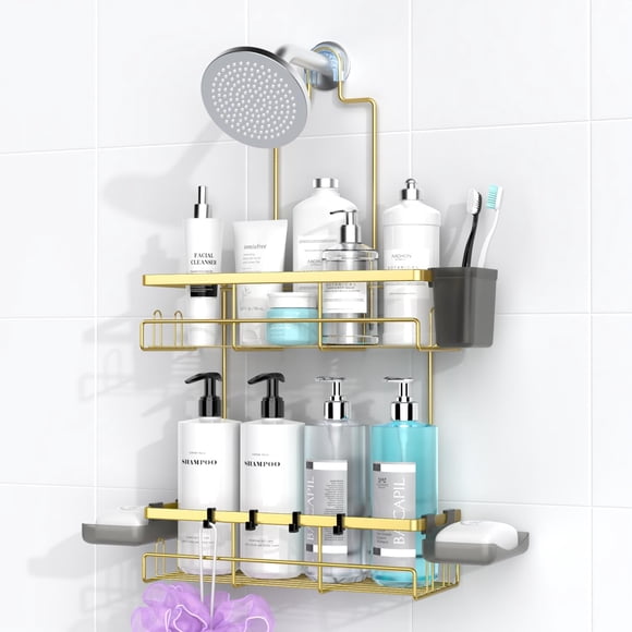 Organizador de baño colgante Shower Caddy AKTECKE, dorado