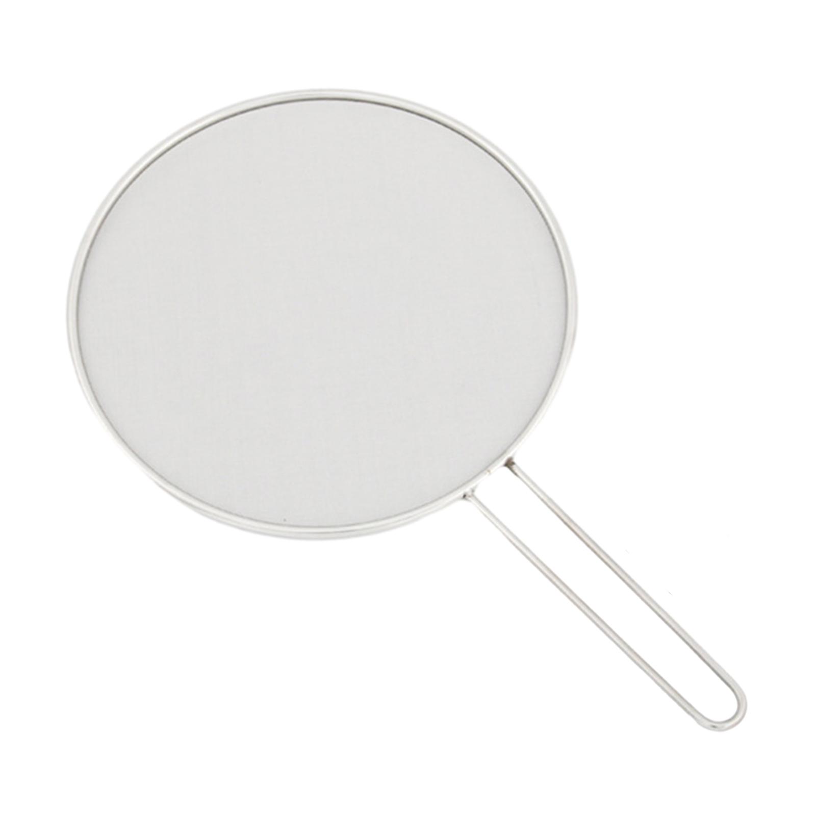 Magideal - Pantalla De Salpicaduras De Malla Fina De Acero Inoxidable, Mango De Agarre Cómodo, Cubierta De Sartén De Malla Fina Para Cocina 33Cm