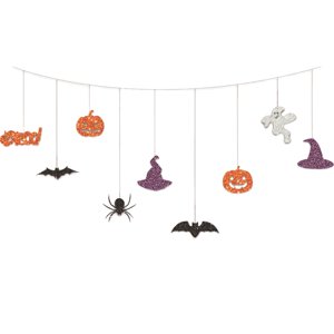 Magideal - Decoraciones De Halloween Banner De Halloween Con Calabaza, Murciélago, Arañas, Patrón De Sombrero Fantasma, Banderines Aterradores Para Cumpleaños, D