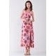 thumbnail image 1 of Vestido Midi con Estampado Floral, sin Mangas, con Lazo Ancho en la Parte Delantera, Dobladillo con Volantes y Detalle de Abertura Lateral, 1 of 5