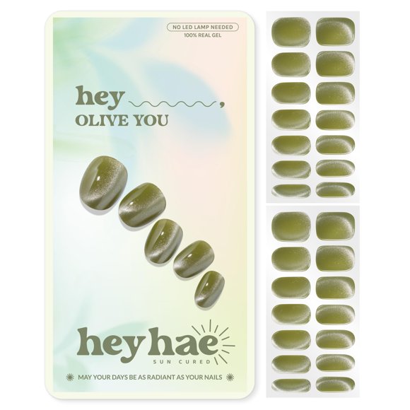 Tiras de gel para uñas Heyhae Hey, Olive You Cat‑Eye