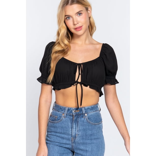 Top Corto de Punto con Estampado Floral