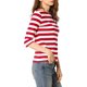 thumbnail image 4 of INSPIRE CHIC Camiseta Básica de Mujer con Mangas al Codo Cuello Redondo Ajustada Regreso a Clases Camiseta Casual Estampada Rojo Blanco S, 4 of 8