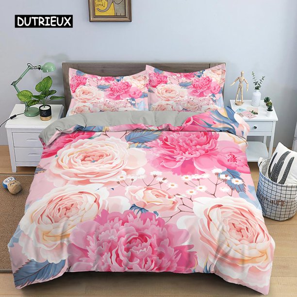 x1985 Bed Sheets Rose Flower Duvet Cover x Bedding Set /Quilt Cover with Zipper Closure Size Polyester Comforter Cover 3-Piece Bedding Set (1 Duvet Cover + 2 Pillow Shams) nj1985