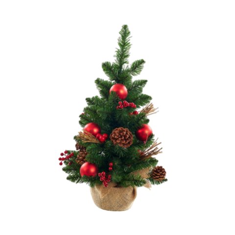 Magideal - Mini De Navidad Decorativo Con Bayas, Piñas Y Bolas Para Decoración Del Hogar, Pequeño De Navidad Artificial Para Fiestas Al Aire Libre 14Cm X 14Cm X 30Cm