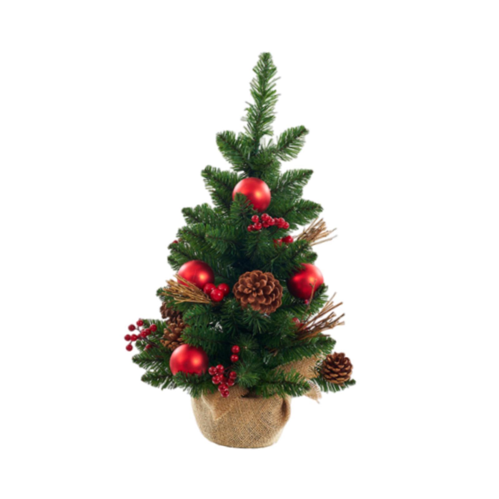 Magideal - Mini De Navidad Decorativo Con Bayas, Piñas Y Bolas Para Decoración Del Hogar, Pequeño De Navidad Artificial Para Fiestas Al Aire Libre 14Cm X 14Cm X 30Cm