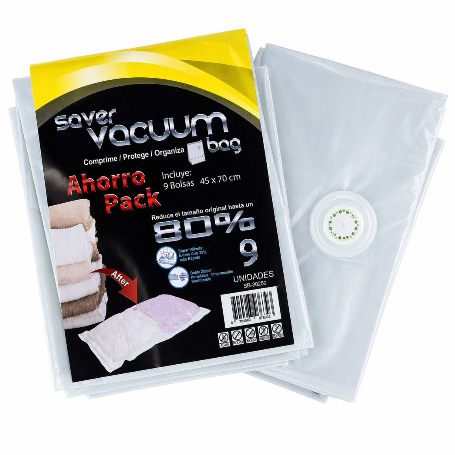 Saver Vacuum Bag - Pack Ahorro 9 Bolsas Ahorra Espacio Svb 45 X 70 Cm