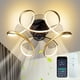 thumbnail image 1 of 1pc Ceiling Fan With Light Remote Low Profile Ceiling Fan 6 Speeds 3 Colors Modern Small Flush Mount Ceiling Fans Reversible Dimmable Geometric For Living Room Bedroom Kitchen, Black, White, 1 of 5