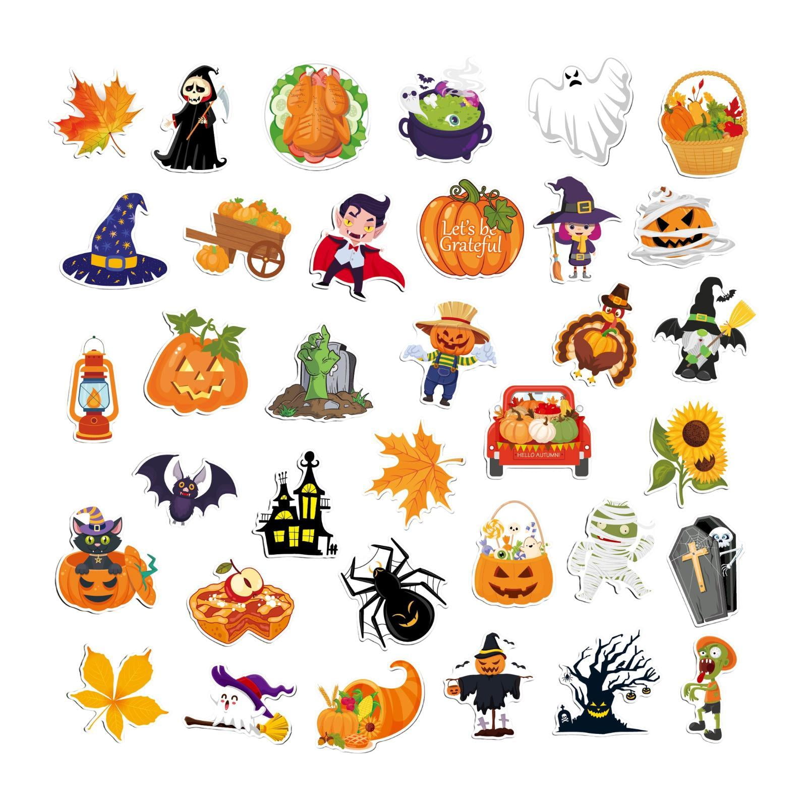 Magideal - 35 Pegatinas De Halloween Para Refrigerador, Artículos Para Fiestas De Halloween Y Acción De Gracias, Decoración Estilo Vintage Para Gabinetes Y Autos