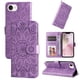 thumbnail image 2 of Funda tipo cartera FOXDOCK para iPhone 16e , diseño girasol en relieve, cuero PU, cierre magnético, soporte y tarjetero, 2 of 5