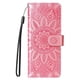 thumbnail image 4 of Funda tipo cartera FOXDOCK para Samsung Galaxy Z Fold 3 , diseño girasol en relieve, cuero PU, cierre magnético, soporte y tarjetero, 4 of 5