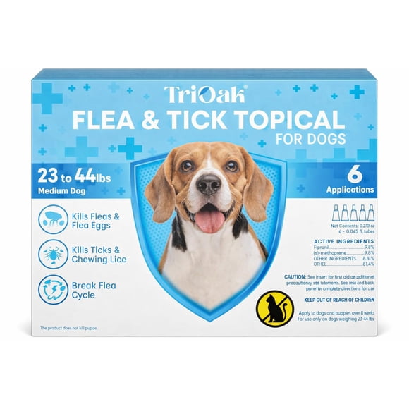 Tratamiento contra pulgas y garrapatas TriOak 6 dosis impermeable para perro mediano
