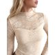 thumbnail image 5 of INSPIRE CHIC Blusas de Encaje para Mujer Transparente de Malla con Cuello Simulado y Forro de Bandeau Camisas Florales Sexy de Manga Larga Talla Mediana Blanca, 5 of 6