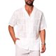 thumbnail image 1 of INSPIRE CHIC Edición Camisa de Hombre de Encaje Hueco con Botones de Manga Corta Transparente de Malla S Blanco, 1 of 5