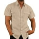 thumbnail image 4 of Camisa de manga corta con botones y doble bolsillo para hombre, color puro, transpirable, informal, para uso diario, trabajo y fiestas., 4 of 6