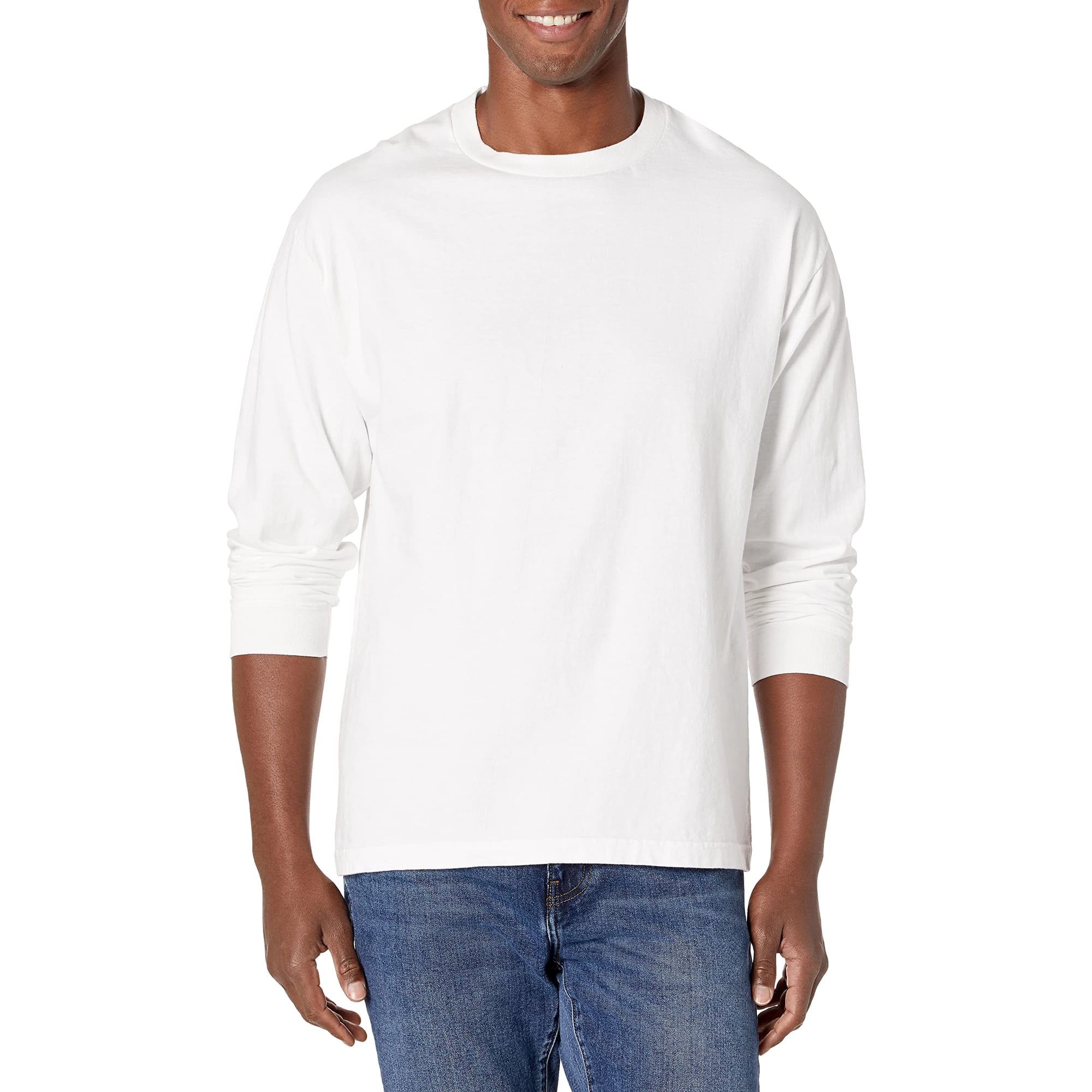 Camisa Hanes Beefy De Manga Larga Para Hombre Blanca Talla M