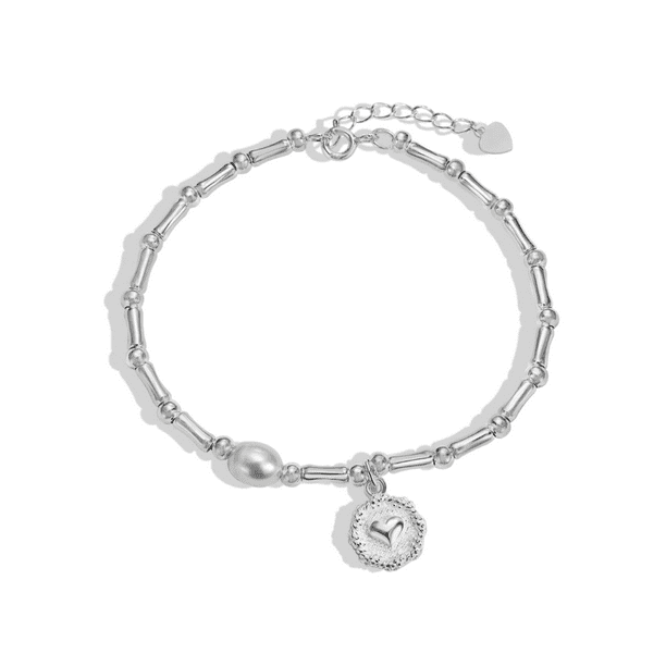 Pulsera Corazon Cuencas Bastones Con Perla