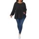 thumbnail image 2 of Agnes Orinda Conjuntos de Halloween para Mujeres Blusas de Talla Grande con Lunares Suizos, Volantes en Capas, Cuello Redondo, Mangas Abullonadas, Blusas Informales de Corte Imperio 3X Negro, 2 of 6