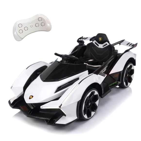 Auto Electrico Para Niños Con Control Remoto Luces Y Sonido Blanco
