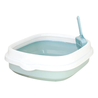 Genérico - Arenero Para Gatos Con Pala Recogedora Pequeña 40X33X12 Cm Azul