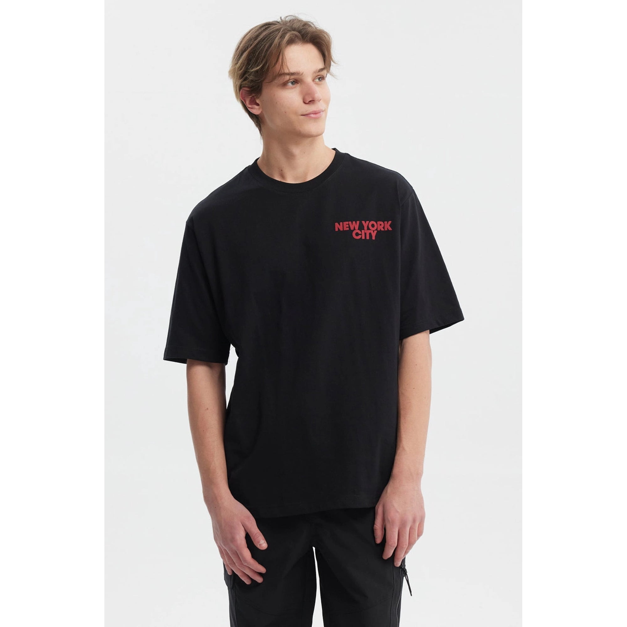 Fashionspark - Polera Hombre Oversize Doble Print Negro