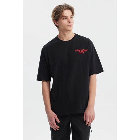 Fashionspark - Polera Hombre Oversize Doble Print Negro