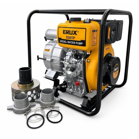 Motobomba Diésel ERUX 3 Pulgadas 7HP | 1000 L/min | Para Aguas Sucias, Turbias y Residuales