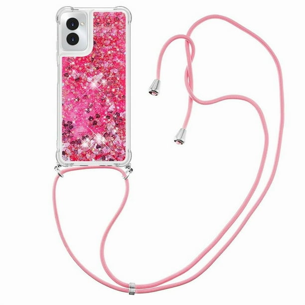 Funda FOXDOCK para Motorola Moto G Power 5G 2024 con Cuerda Ajustable, Brillo Líquido, Protección Antigolpes y Lente – Ideal para Regalo