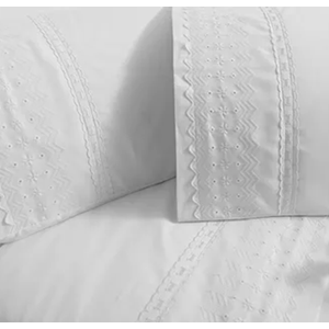 Genérico - Kit Sabanas Y Funda Broderie Classic 144 Hilos Color Blanco