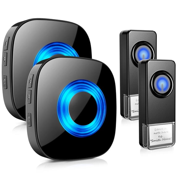 Timbre inalámbrico PHYSEN 2 receptores 2 pulsadores negro