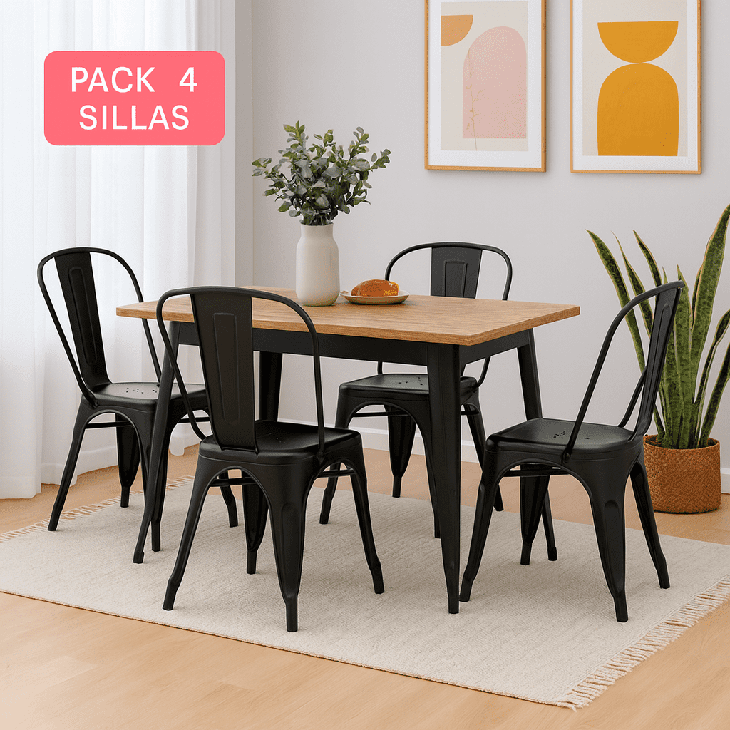 Tuspacehome.cl - Pack 4 Sillas Tolix Premium Color Negro