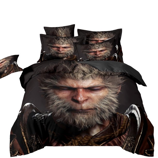 Game Characters Goku Bedding Set,Black Myth Wukong Bedding Set,Black ing Quilt Cover Pillowcase For children and adults Bed Sheets