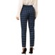 thumbnail image 3 of INSPIRE CHIC Pantalones de Tartán a Cuadros para Mujer de Regreso a Clases, Cintura Alta Elástica, Pantalones Largos Rectos M Azul Oscuro, 3 of 7
