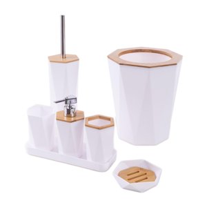 Magideal - Juego De Accesorios De Baño Juego De 7 Piezas Escobilla De Baño Tocador Soporte Para Cepillo De Dientes Regalo De Inauguración Accesorios De Baño Jueg Blanco