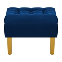 Bodevir - Pouf Wood 1C Felpa 01 Azul Marino
