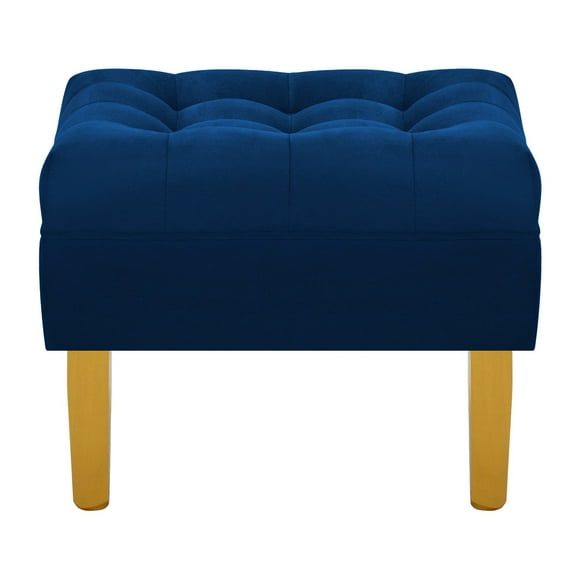 Pouf Wood 1c Felpa 01 Azul Marino