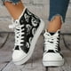 thumbnail image 1 of Women's Luminous Skull Pattern Sneakers, Halloween High Top Skate Shoes, Casual Flat Canvas Trainers, 1 of 2