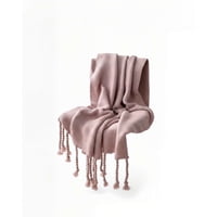 Genérico - Manta Con Flecos De Soga Trenzados Chenille Color Rosa