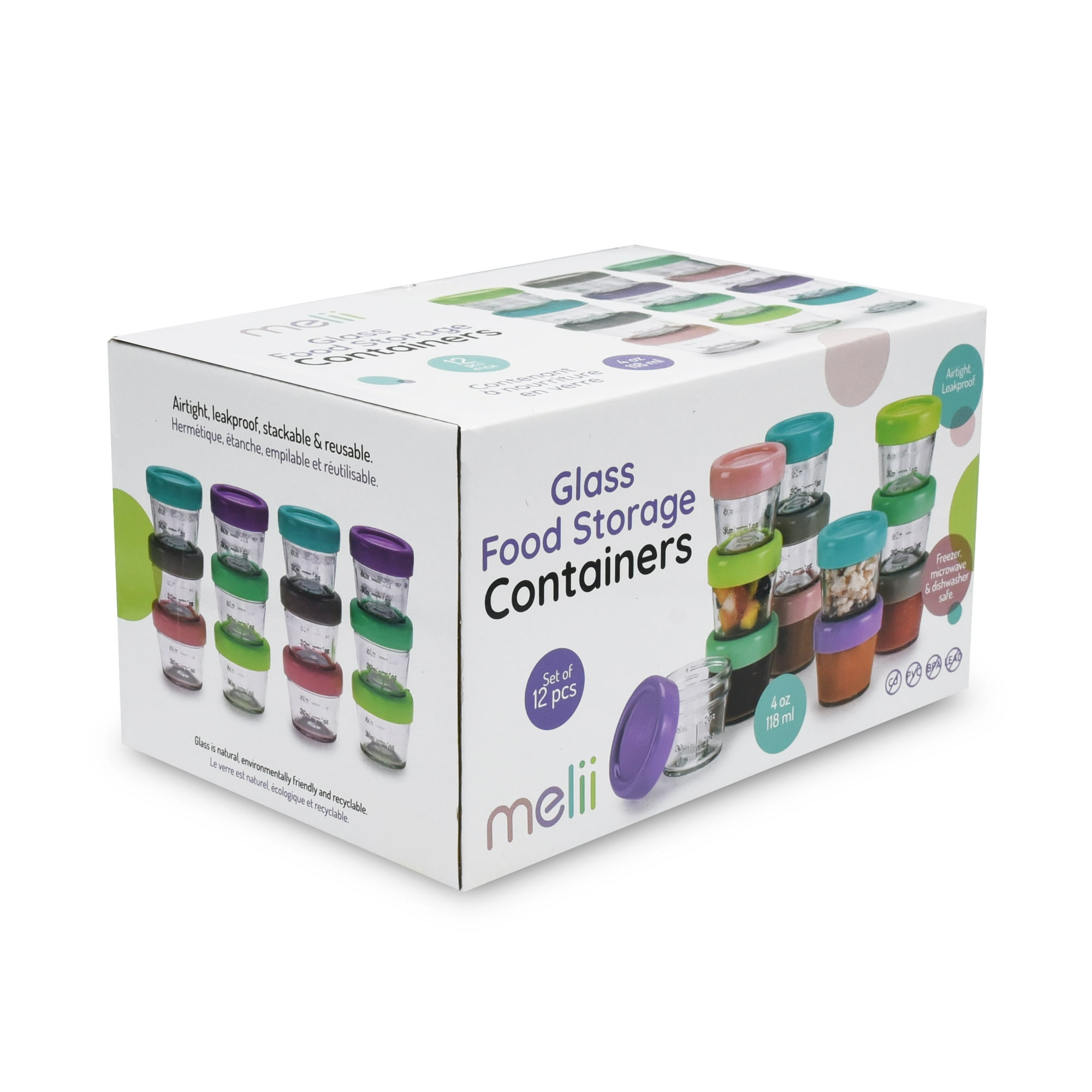 Melii - Pack De 12 Contenedores De Vidrio 118 Ml
