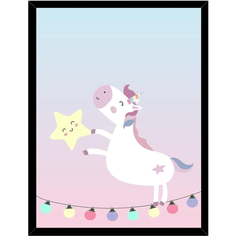 Genérico - Cuadro Decorativo Unicornio Deco Infantil Medidas 30X40 Cm