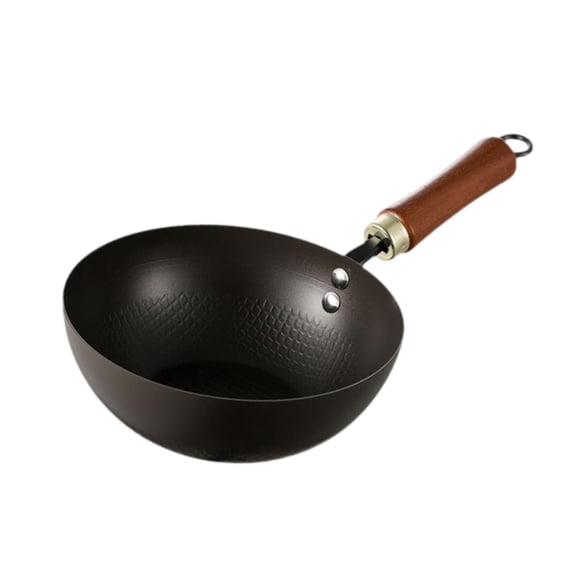 Mango De Madera De Wok Nonstick Wok Utensilios De Cocina De Gas De Gas Plano Para El Hotel De Cocina Casa 28 Cm