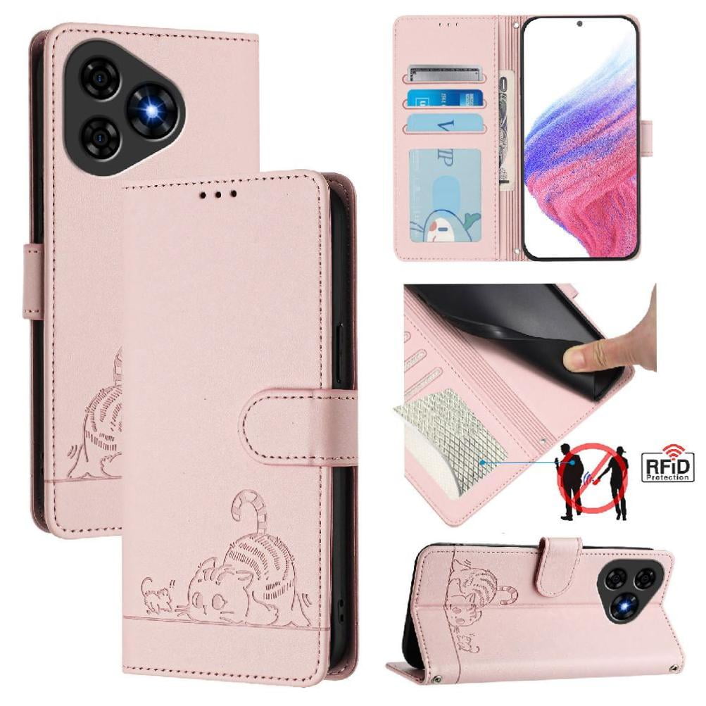 Funda Tipo Cartera Foxdock Para Ulefone Note 19 Con Soporte, Ranuras, Rfid, Diseño De Gato