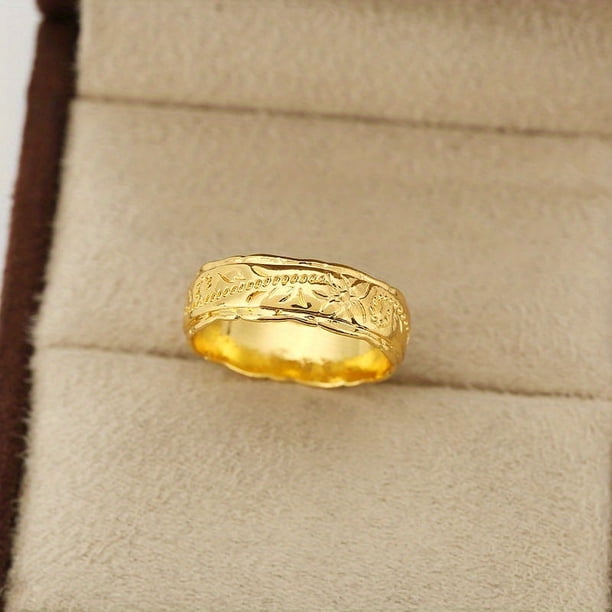 Stunning 18K Gold Plated Flower Pattern Ring - Perfect Minimalistic Jewelry for Women and Girls