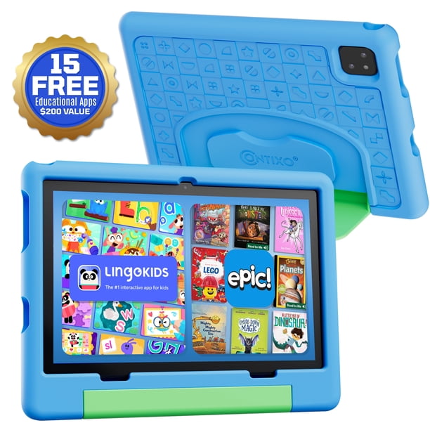 Contixo A10 Tablet Educativa para Niños 10.1 Pulgadas Android 15 64GB con Control Parental, WiFi Dual Band, Bluetooth y Funda con Soporte