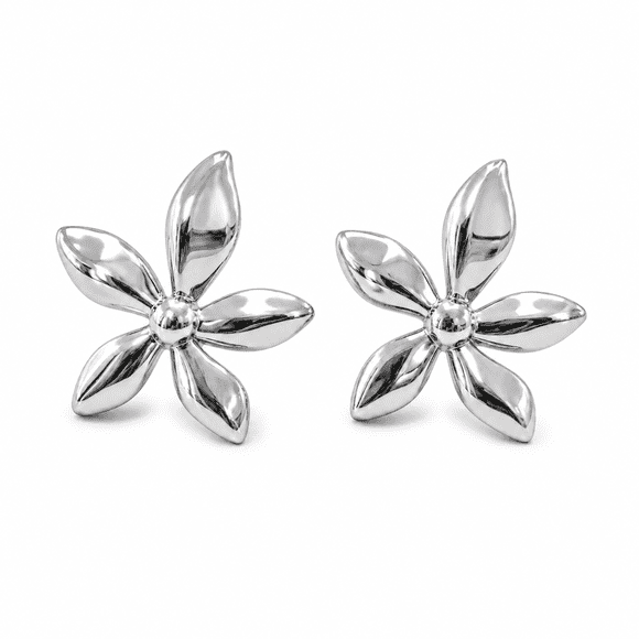 Aros Flor Plateados Acero Inoxidable Estilo Minimalista Mujer plateado Talla Única