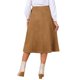 thumbnail image 3 of INSPIRE CHIC Falda de Mujer de Gamuza Sintética con Cintura Alta Elástica para Otoño Invierno, Falda Midi de Línea A para Trabajo con Bolsillos XL Marrón, 3 of 6
