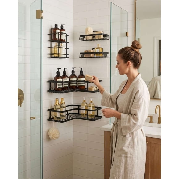 Set Organizador Baño 5 Piezas Adhesivo No Requiere Taladro