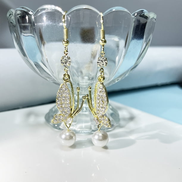 Leaf Full Of Rhinestones Ear Hook Earrings For Women Girls
